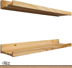 Komplet 2 ročno izdelanih lebdečih polic iz masivnega lesa jesena - 60cm