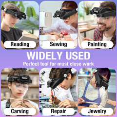 EXGOON naglavna lupa z osvetlitvijo – 1× do 14× povečava