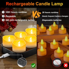 6x DAPHOMEU polnilne LED čajne svečke z daljincem