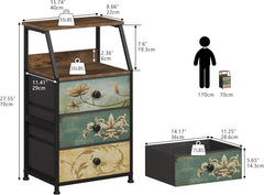 VEDECASA komoda s 3 predali iz blaga in odprto polico