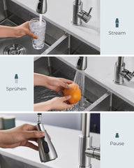 FORIOUS kuhinjska armatura z izvlečno prho – nerjaveče jeklo