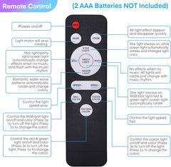 LMAQFUM kalejdoskopska LED svetilka s stojalom, daljinskim upravljalnikom in glasbenim načinom