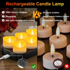 12x DAPHOMEU polnilne LED čajne svečke z daljincem