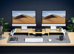 FENGE nastavljivo dvojno stojalo za monitor z predali in prostorom za shranjevanje