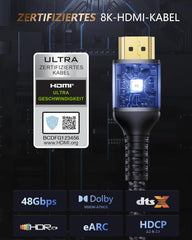 STOUCHI 2 m HDMI 2.1 kabel - ultra hitri 48 Gbps kabel za 8K/10K, 4K 120/144 Hz