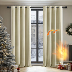 DECONOVO set 2 zatemnitvenih termo bež zaves - 160 × 132 cm