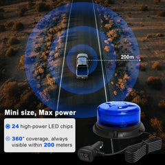 DINFU modra LED opozorilna luč z magnetom 12 V