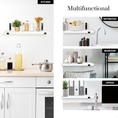 WONOSS komplet 3 lebdečih lesenih polic z nosilci