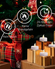 TAPPOVALY LED Čajne Svečke s Časovnikom – Set 23 kosov