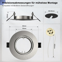 WONDLUMI komplet 12 vgradnih reflektorjev GU10 z nastavljivimi okroglimi okvirji