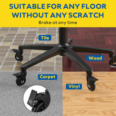 WEWILL nadomestna kolesa za pisarniški stol z zavoro – komplet 5 kosov, 10 × 22 mm