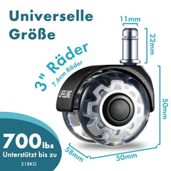 LIFELONG Gumirana Nadomestna Kolesa za Pisarniški Stol 11 × 22 mm