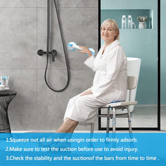 TZEKING komplet 2 oprijemalnih ročajev za prho z vakuumskimi priseski