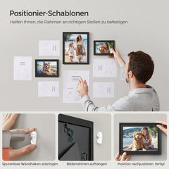 SONGMICS komplet 10 okvirjev za slike z 16 paspartuji in stenskimi kavlji