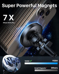 YOSH Mag-Safe Magnetni nosilec in brezžični avtopolnilec za iPhone 12–16