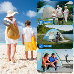 JAICOM plažni šotor za 2–3 osebe z UV zaščito