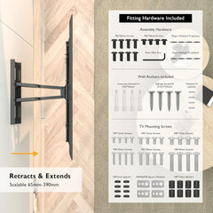 BONTEC stenski gibljiv nosilec za TV 32–80” z dvojno roko do - 60 kg