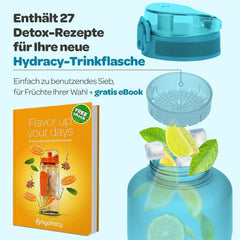 HYDRACY Steklenica Za Vodo Z Vložkom Za Sadje In Časovnim Oznakami - 2 L