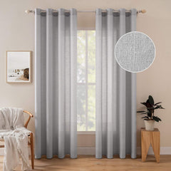 MIULEE polprosojne sive zavese z obročki – set 2, 140 × 160 cm
