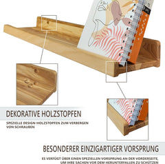 Komplet 2 ročno izdelanih lebdečih polic iz masivnega lesa jesena - 60cm