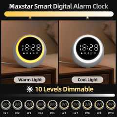 MAXSTAR digitalna budilka z belim šumom in nočno lučko siva