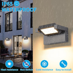 KUKAK zunanja 12 W LED stenska svetilka z nastavljivim panelom 350°- 3000 K topla bela