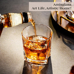 AMISGLASS darilni komplet kristalnih kozarcev za viski - 4 kosi, 300 ml