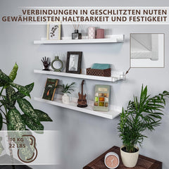 WOOD WEDGE Komplet 3 stenskih polic iz masivnega lesa – 60 cm