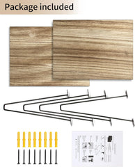 PETRALA Lesena stenska viseča polica z metalnimi nosilci