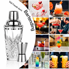 OUZHOU Stekleni Shaker za Koktajle 400 ml – 3-delni Set