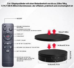 GAESHOW električni vrtljivi podstavek 360° s pokrovoma 14,6 in 18 cm