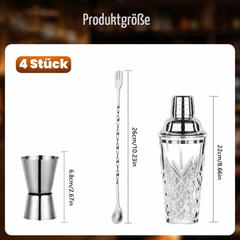 OUZHOU Stekleni Shaker za Koktajle 400 ml – 3-delni Set