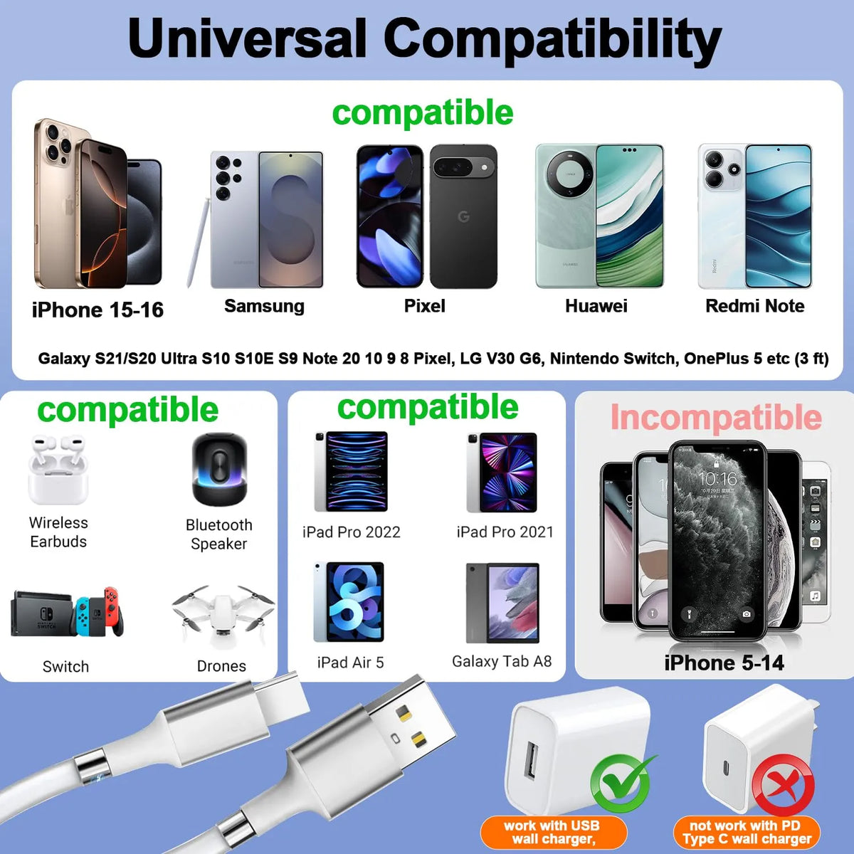 AICase Magnetni Polnilni Kabel USB-C 100 cm