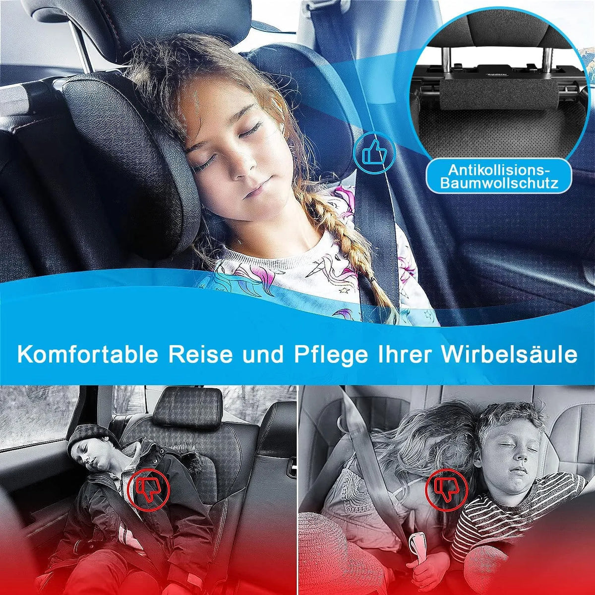 Aipwerer Avto Vzglavnik Za Otroke In Odrasle Siv 1 Kos
