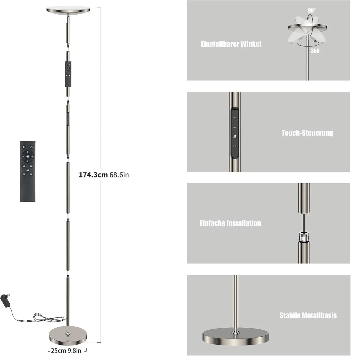 Anten LED Stoječa Svetilka 25 x 25 x 175 cm