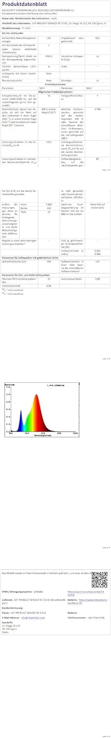 Anyts LED Talna Svetilka 170 cm 12 W