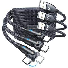 AUFU 180-Stopinjski USB-A v USB-C Kabel 3 Kosi