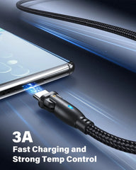 AUFU 180-Stopinjski USB-A v USB-C Kabel 3 Kosi
