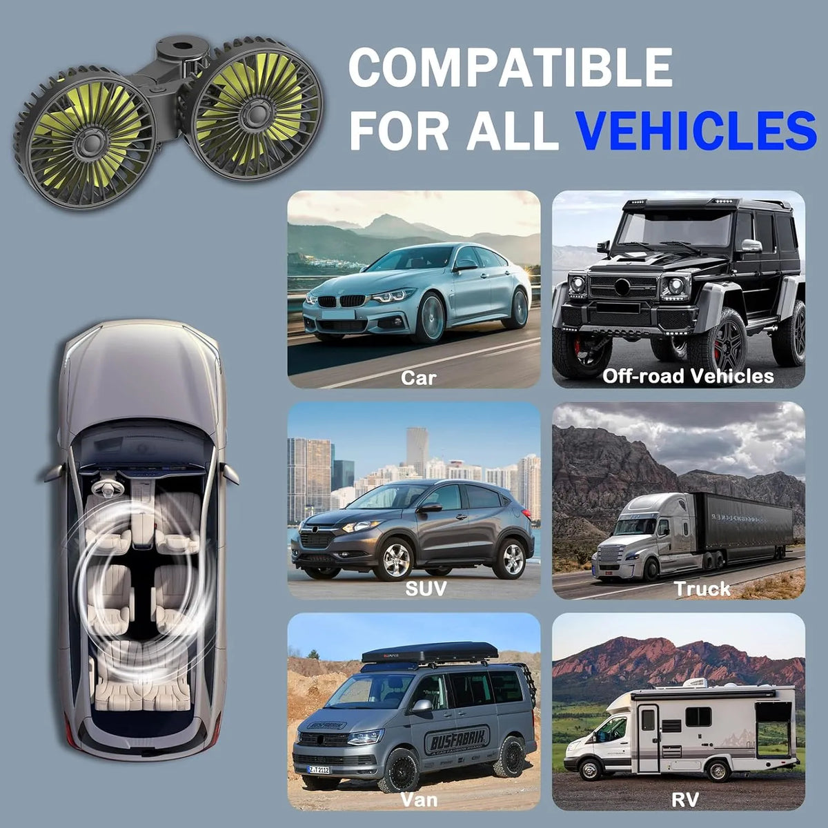 Avto Ventilator za Zadnje Sedeže 3 x 12 x 8 cm
