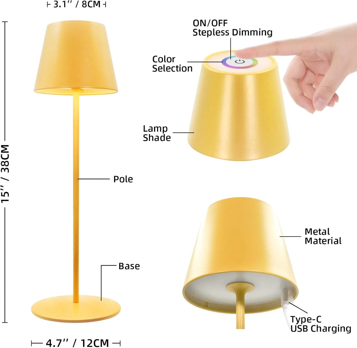 Brezžična LED Namizna Svetilka 30 cm