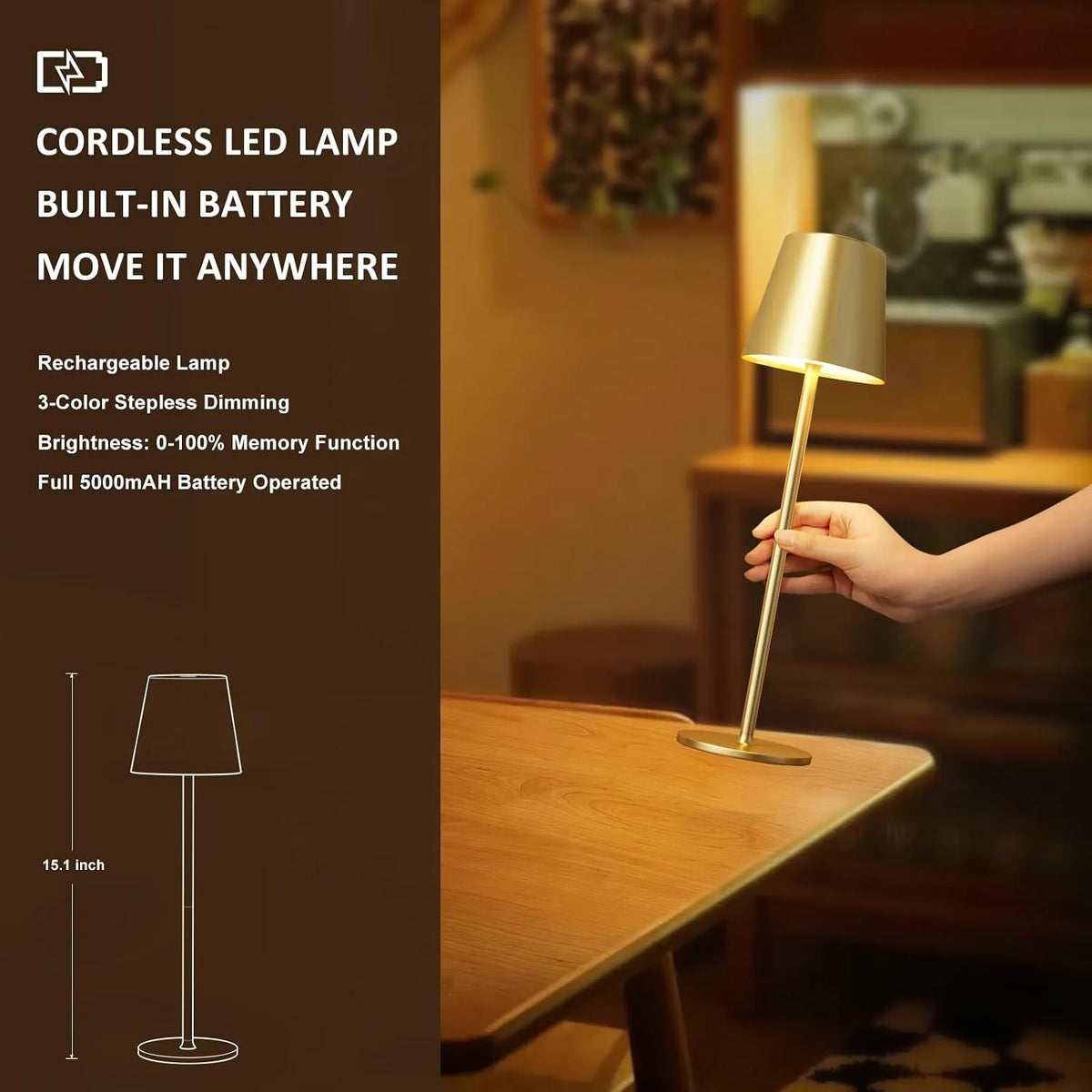 Brezžična LED Namizna Svetilka 38.4 cm