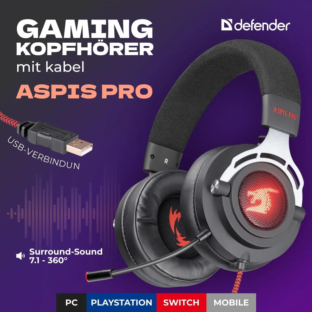 Defender Igralne Slušalke z Mikrofonom 1 Kos
