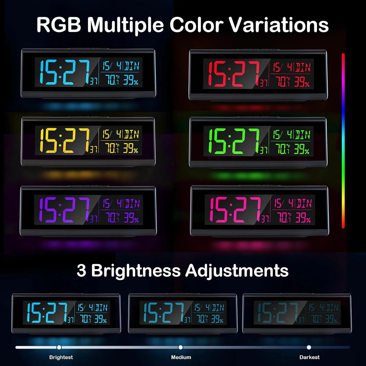 Digitalna Budilka z RGB Osvetlitvijo 21.5 x 8 cm