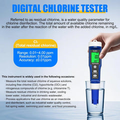 Digitalni Merilnik Kakovosti Vode 5v1, pH Klor ORP H2 Temperatura, 1 Kos