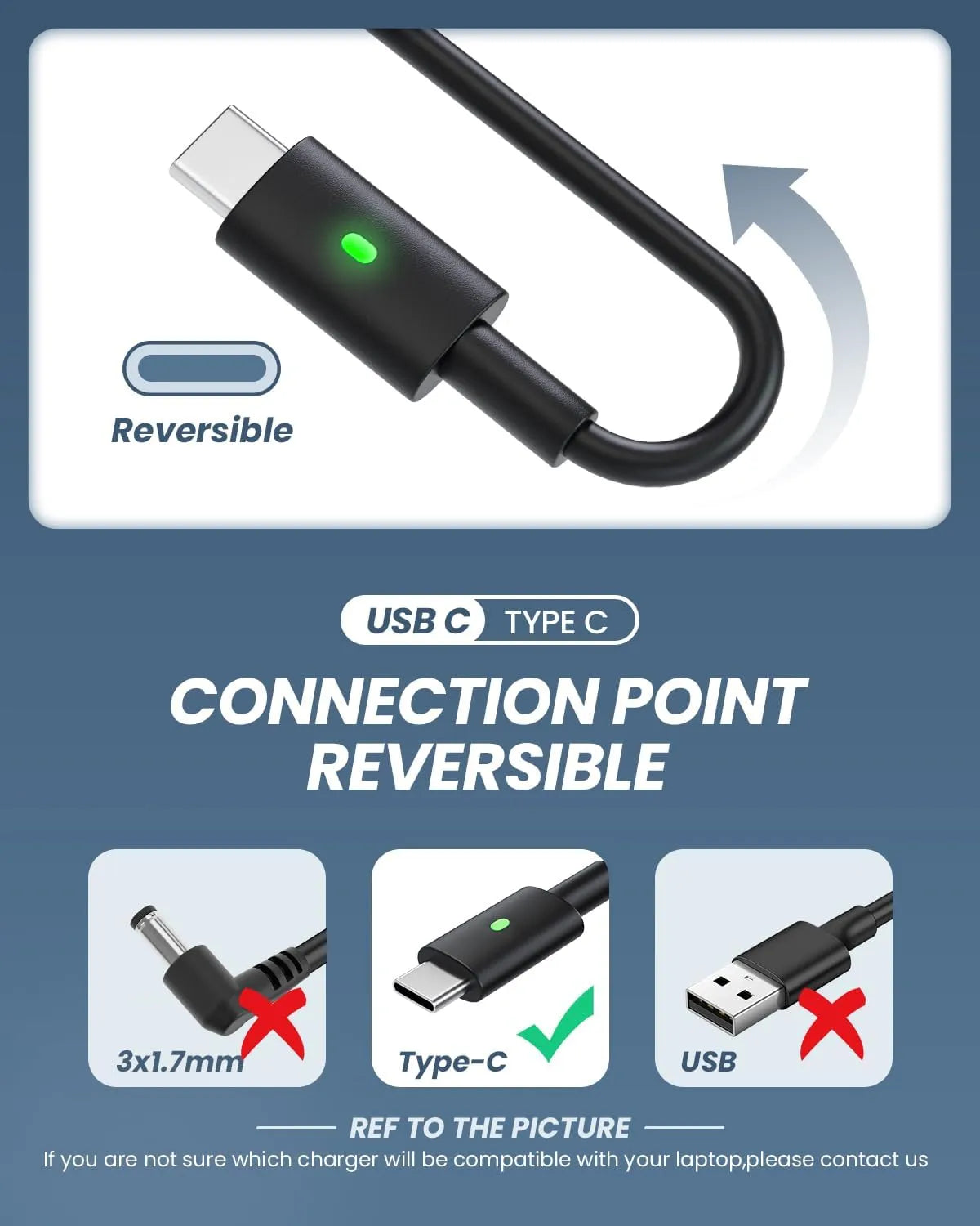 DINTYOU Napajalnik za Prenosnik USB-C 90W 2 Kosa