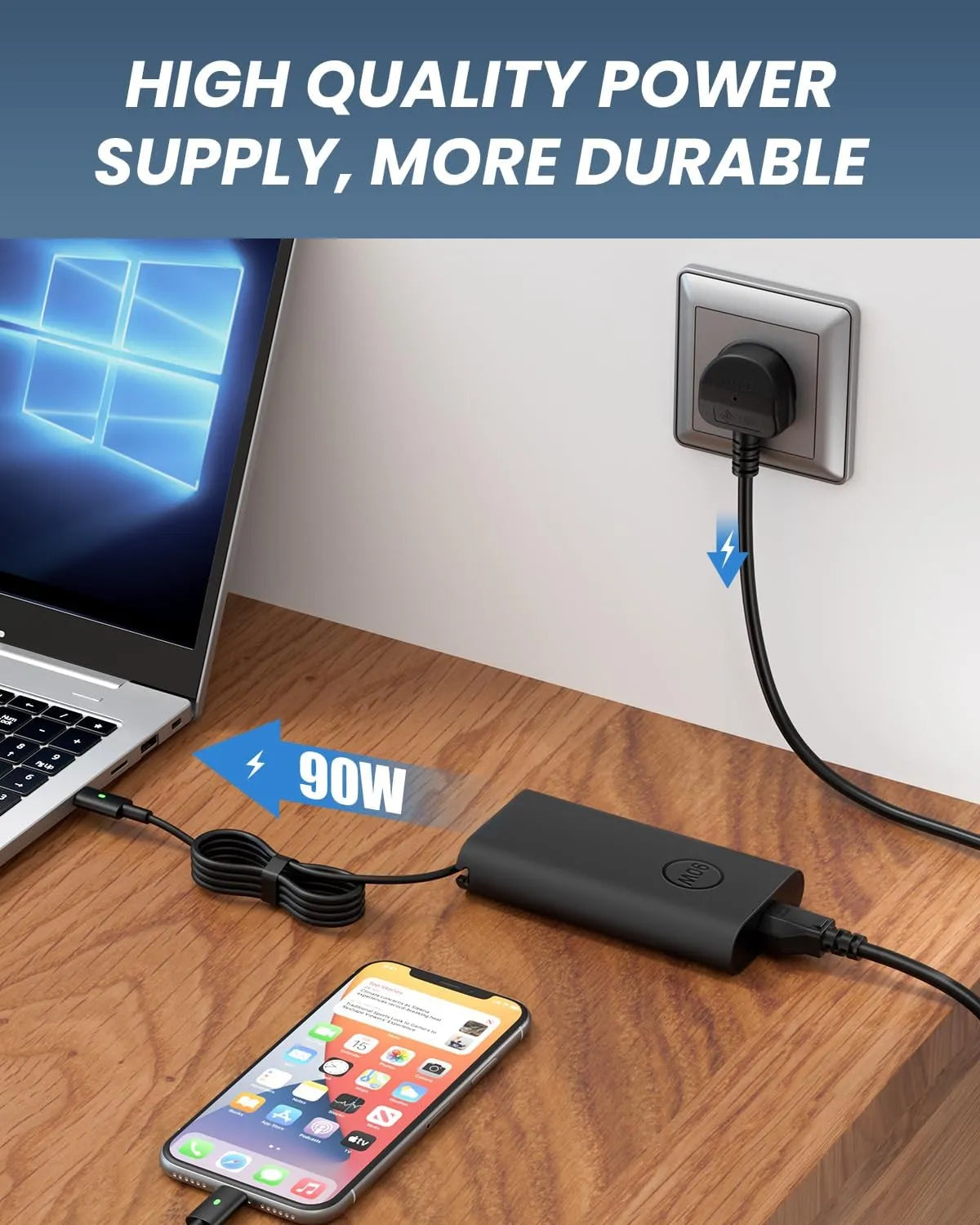 DINTYOU Napajalnik za Prenosnik USB-C 90W 2 Kosa