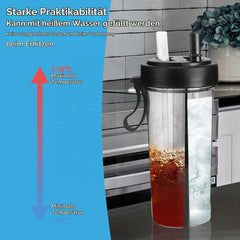 Dvojna Steklenica za Vodo s Slamico 600 ml