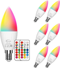 E14 RGB LED Svečne Sijalke z Daljinskim Upravljalnikom 6 Kosov