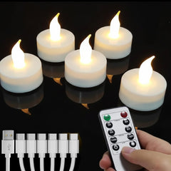 5x HJINGCHEN polnilne LED čajne svečke z daljincem in časovnikom