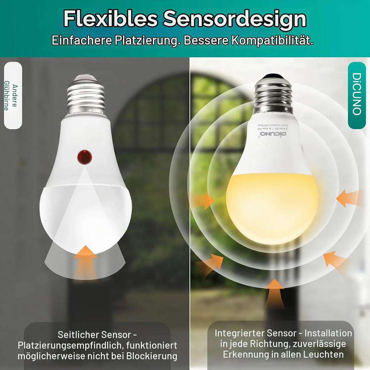 E27 LED Sijalka s Senzorjem za Zatemnitev 9W 4 Kosi